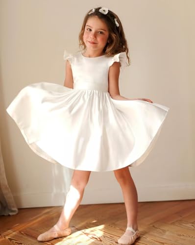 Short Satin Tutu Dress for Girls Formal Wedding Flower Girl Dress for Holiday Pageant Prom Party3