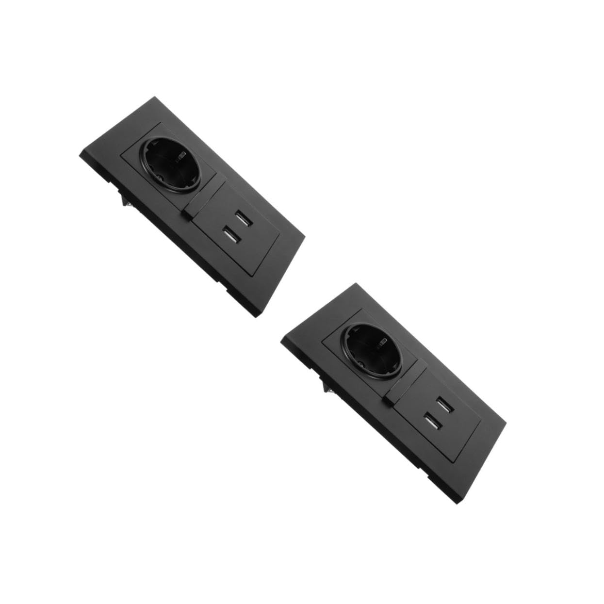 2 Piezas Enchufe de Pared Europeo Estándar Tipo con Doble USB Cargador Negro para Hogar Oficina Hotel
