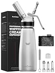 SimCoker Whipped Cream Dispenser, Aluminum Cream Whipper 500mL, Homemade Whipping Cream Maker, N2O Chargers Not Included,Dishwasher Safe,Silver