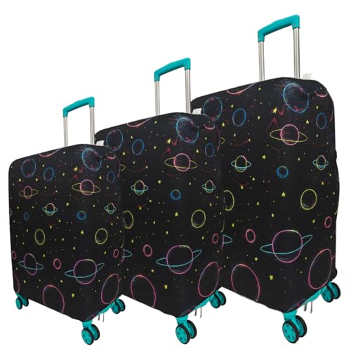Image of Printed Travel Luggage Cover for Suitcase - Stretchable & Scratchproof Trolley Bag Protector (3, Universe, 3 Size Combo)