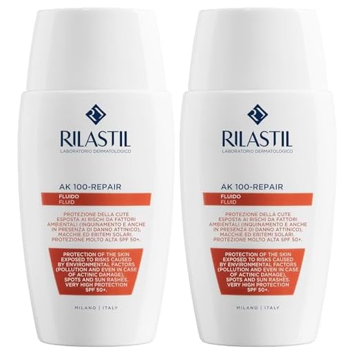 Rilastil - Sun System AK-Repair 100, Protector Solar Facial con Muy Alta Fotoprotección, Hidrata y Protege, Resistente al Agua, Apto para Pieles Propensas a Eritema y Manchas - 50 ml (Paquete de 2)