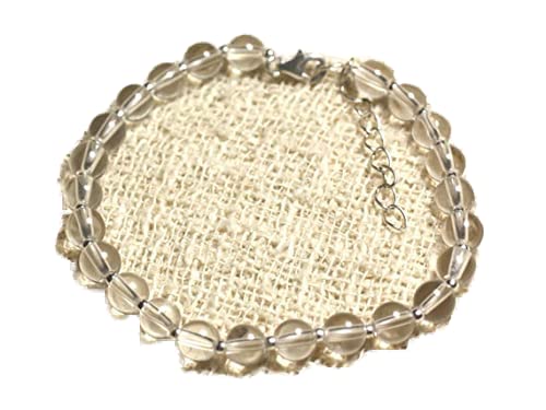 Quartz clair 5mm bracelet perles gemmes naturelles et fermoir argent