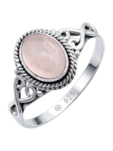 mantraroma Bague femme argent avec pierre quartz rose pierre précieuse rose insolite ludique