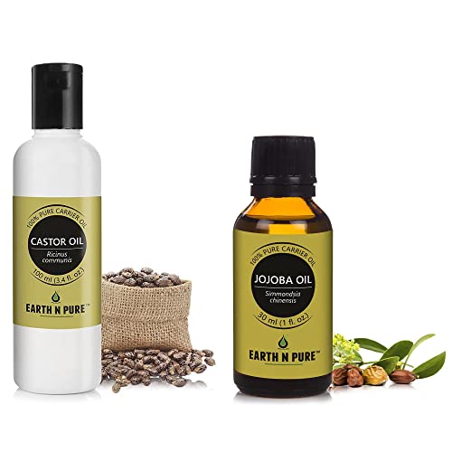 Image of Earth N Pure Pack of 2 Oils - Castor 100 ml and Jojoba 30 ml