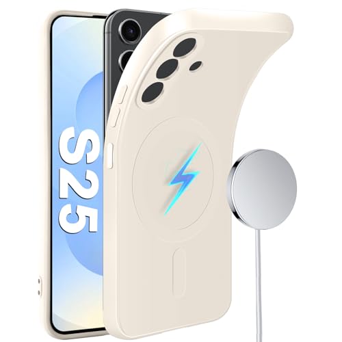 Coque Samsung S25 silicone aimantée anti-rayures blanche