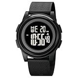 OLAZONE Mens Watch Ultra-Thin Digital Watches Minimalist Sports Watch Waterproof Men with Wide-Angle Display Rubber Strap Wrist Watch for Men (Black)