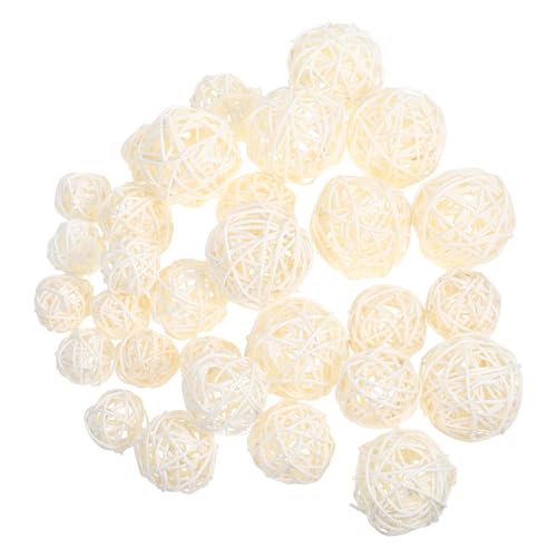 jojofuny 30 Stück Rattankugeln Dekoration aus Rattan 3 5cm Weiß...