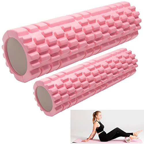 Vaupan Foam Roller Deep Tissue Massage and Muscle Recovery, Myofascial Trigger Point Release, 2 Pack High-Density Foam Roller for Exercise, Physical Therapy (Pink)