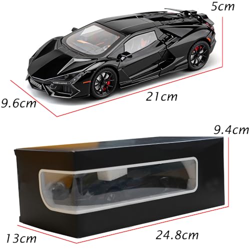 Auto coleccionable 1:24 Lambo Revuelto negro con luz y sonido miniatura 6