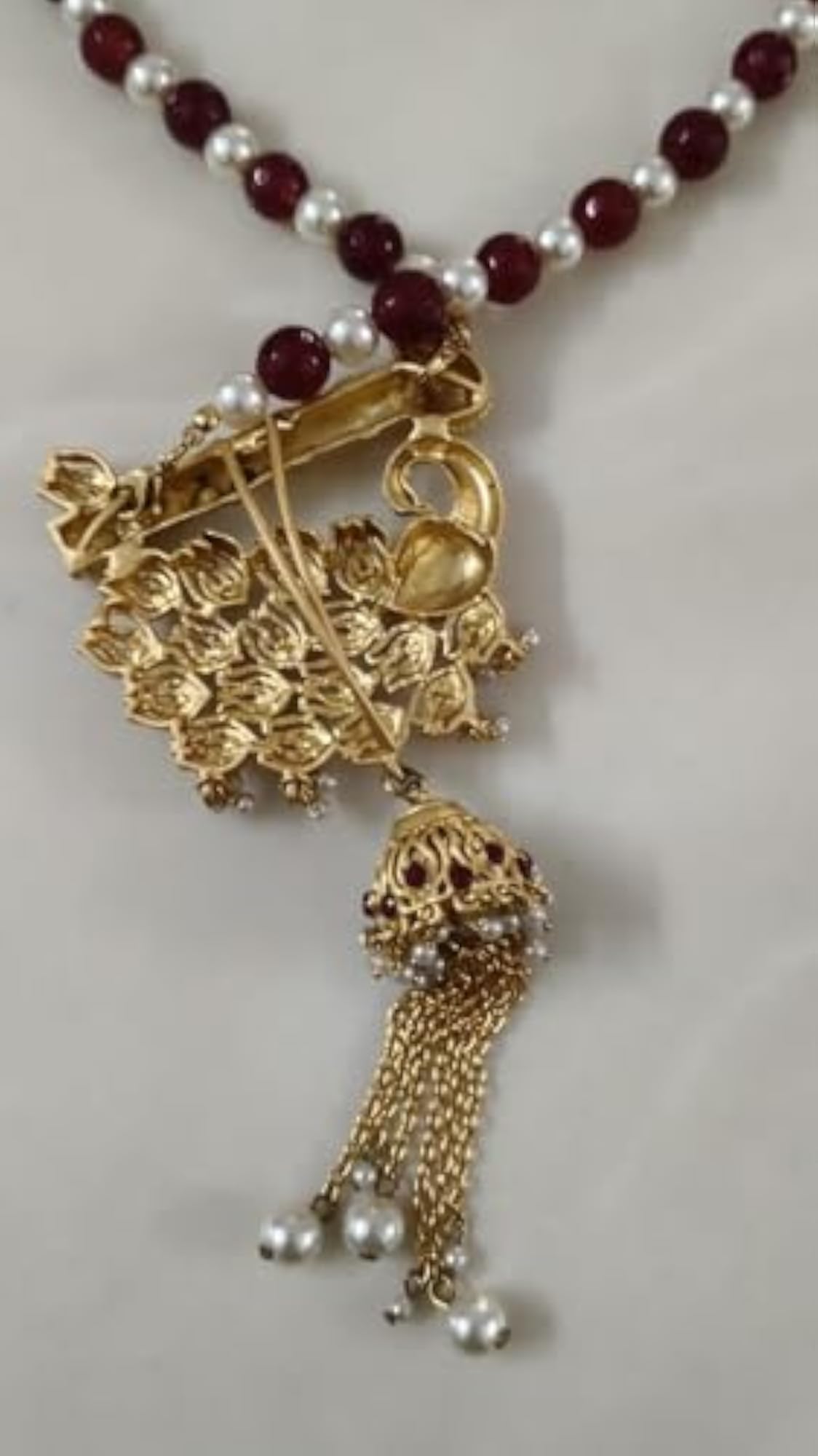 Royal Peacock Veena Pendant Necklace with Gemstones