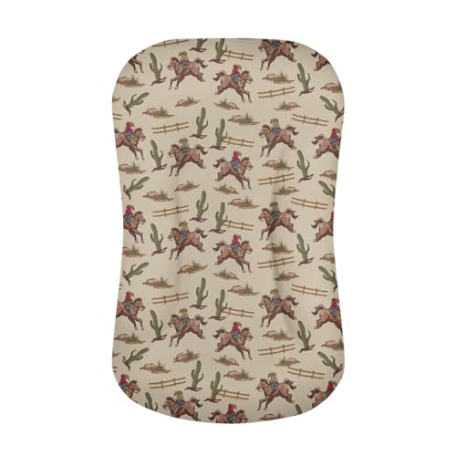 Image of ZOUTAIRONG Western Cowboy Style Bassinet Sheets Fit for Bassinet Polyester Cradle Sheets for Baby Boys Girls Stretchy Soft for Oval Hourglass for Standard Bassinets Brown