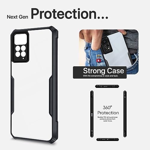 Image of Outlouders Back Cover for Redmi Note 11 Pro 5G /Note 11 Pro Plus 5G | Ultra Hybrid Transparent | Full Camera Protection | Raised Edge | Crystal Clear Bumper Case (Black)