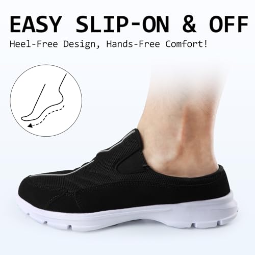 riemot Mules for Women Men Slip On Shoes Breathable Mesh Open Back Loafers Indoor Outdoor House Slippers Casual Closed Toe Clogs Comfort Lightweight Walking Shoe US6-12（Full & Half Sizes）2