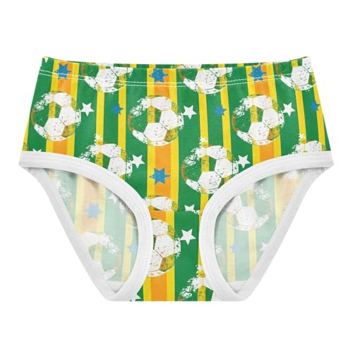 Joisal Yellow Green Stripes Football Girls Underwear Toddlers 2t Cotton Panties for Girl Fancy Kids Briefs Undies