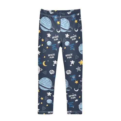 ALAZA Girls' Leggings Children's Yoga Pants Skinny Printed Dance Space Rocket Planet Comfortable 4T