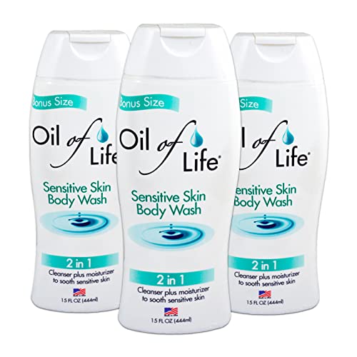 Oil of Life Sensitive Skin Body Wash 3 Pack ~ 2 in 1 Sensitive Skin Moisturizing Body Wash Soap for Men, Women 15oz Made in Oil of life body wash oil of life body wash 0