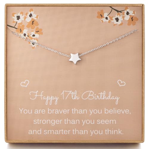 Collar de estrella de plata de ley fina para regalos de cumpleaños número 17 premium