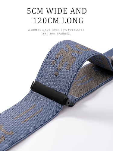 Image of Men's Industrial Strength Suspenders 2-Inch Wide X-Back Heavy Duty Braces Strong Metal Clips, Elastic Adjustable