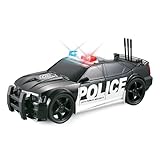 victob Police Car Toy for Kids, Friction Powered 1:20 Push Police Vehicle with Siren Sound and Light, Plastic Rescue Pursuit Car for Toddlers Boys Ages 3-6