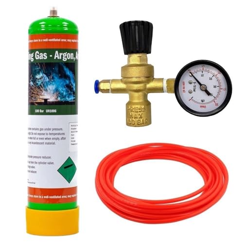 Argon CO2 Disposable Gas KIT Bottle MIG TIG Welding w/Regulator Gauge + Hose (Argon 100%)