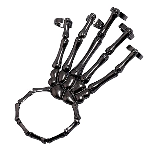 Image of Club BollywoodSkeleton Hand Bracelet with Rings Elasticity Wristband for Party Black| Bracelets| Bracelets|Jewelry & Watches|• Jewelry & Watches|1 Piece Skull Skeleton Hand Bracelet with Ring