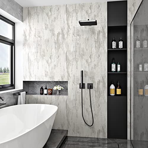 Wallericty Thick Textured White Wood Contact Paper 15.7" X 78.7" Peel And Stick Countertops Contact Paper Gray Matt Cement Wallpaper Peel And Stick Waterproof Vinyl Wrap Wall Paper For Kitchen Cabinet #TOP2