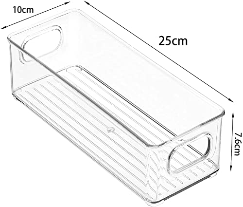 mDesign Plastic Long Stackable Storage Organizer Container, Organization Bin w/Handles for Kitchen, Pantry, Fridge, Freezer, Cabinet, Perfect to Hold Breast Milk - Ligne Collection - 4 Pack, Clear - Image 4