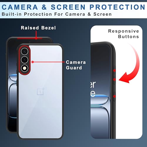 Image of CEDO Backcover for OnePlus Nord 5 (5G) | Camera Protection Bump Shockproof Edge | Ultra Hybrid Transparent Acrylic Clear TPU+PC Hard Backcase Cover (Black)