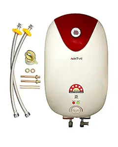 ACTIVA Storage 25 LTR 3 KVA 5 Star GLASSLINED Special Anti Rust Coating ENCLOY COTED Tank Geyser with 5 Year Warranty, Temperature Meter, Full ABS Body, HD ISI Element Premium (Ivory Brown) with Free Installation Kit and adjustable outer thermostat 5 Years Warranty