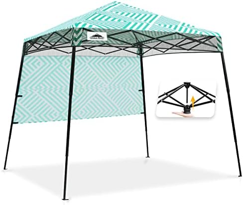 EAGLE PEAK Day Tripper 8x8 Slant Leg Lightweight Compact Portable Canopy w/Backpack Easy One Person Set-up Folding Shelter 6x6 Top and 8x8 Base (Aqua Geo)