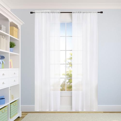 SUNLIMEI Rideaux Voilages Salon 60 x 125 cm avec Manchon de Tige, Demi Transparent, Élégants Rideau à Oeillets Décoration de Maison pour Fenetre Chambre...