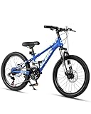 Glerc 20 Inch Kids Bike, Kids Mountain Bike for Boys and Girls Ages 6-10, 21-Speed Skyline Bicycle with Front Suspension and Disc Brakes, Navy Blue