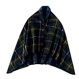  LAEMILIA Couverture Cape Polaire Couverture Châle Chaud Poncho Hiver Peluche Double Face 100 X 140 CM Lavable Motif de Carreaux Vintage avec Boutons pour Adultes Enfants Bureau Maison