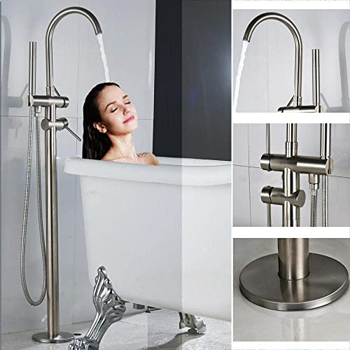 Robinet de baignoire sol cascade nickel brossé mitigeur - 6