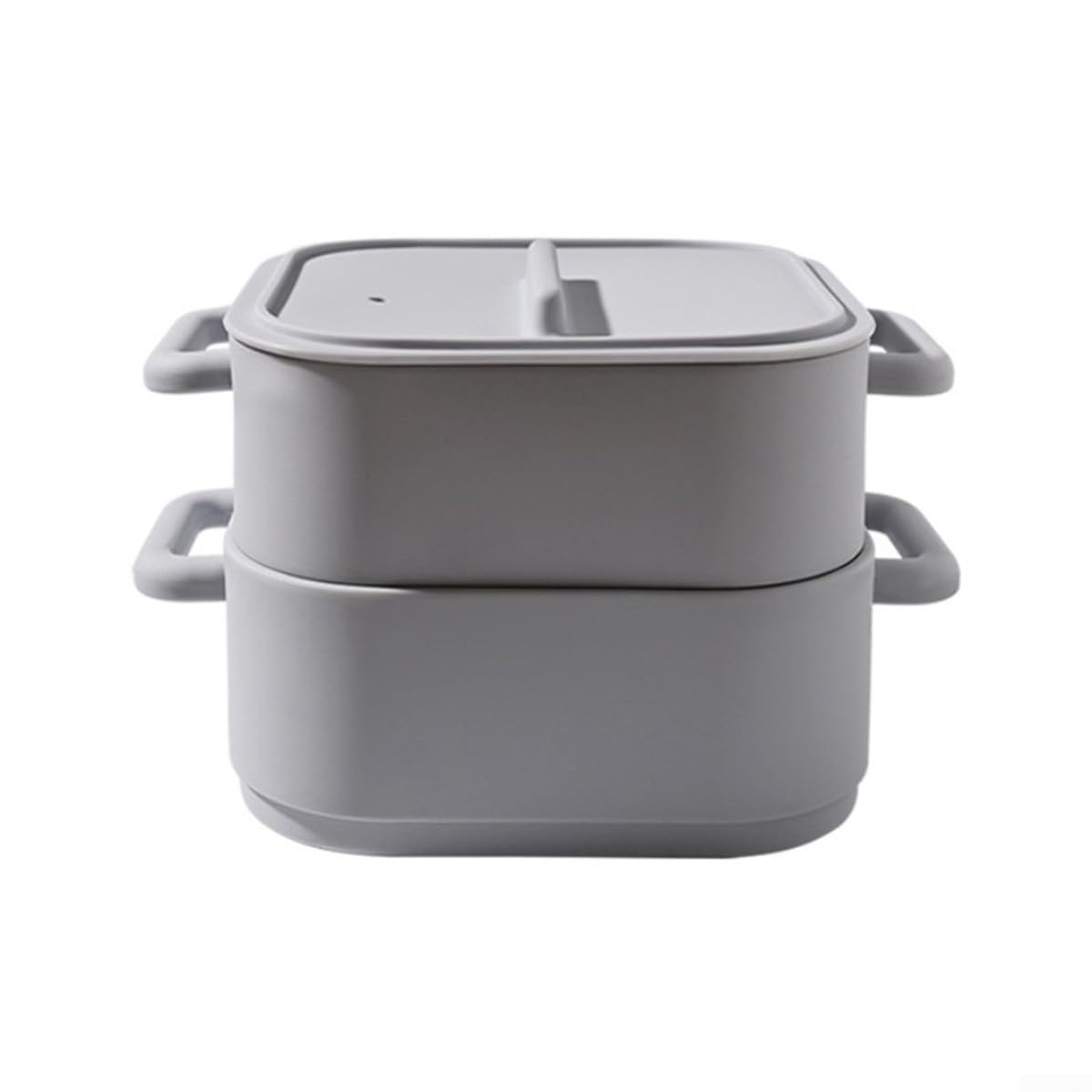 Set di 2 pentole a vapore in silicone per microonde con manico, vaporiera per verdure e contenitore resistente al calore, cottura rapida per pesce e carne, 22 x 17 x 14 cm, grigio (Light Red)