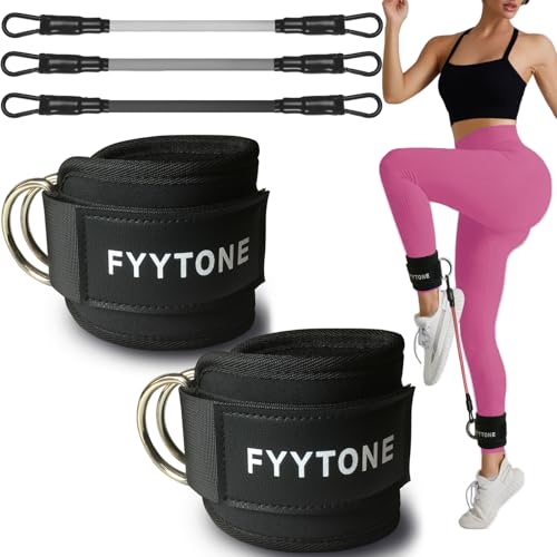 Ankle Resistance Bands with Cuffs, Women Workout for Home Gym, Glutes Exercise at Home, Ankle Strap for Cable Machines Women, Shaping The Perfect Butt. (Ankle Resistance Bands with Cuffs, Black)