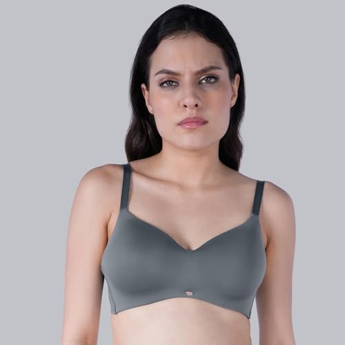Image of SOIE Women's Full Coverage Padded Non-Wired Seamless T-Shirt Bra | Ultra Soft Nylon Spandex with Adjustable Straps, Side Support & Smooth Invisible Finish