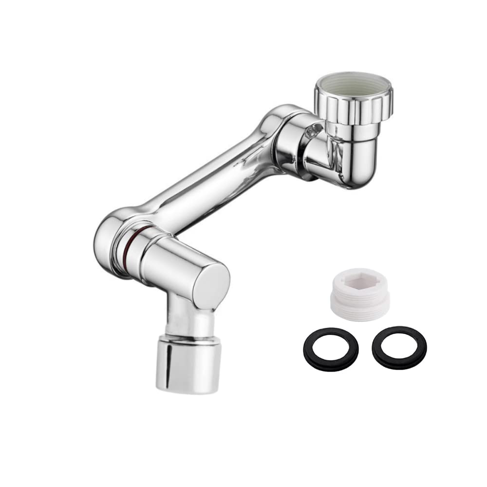 Xusud Silver 1080° Rotate Tap Aerator Large-Angle Faucet Adapter Faucet Aerator Swivel For Home Sink Bathroom Kitchen Tap Nozzle Filter Adapter Accessories
