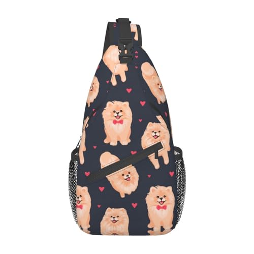Sac à dos à bandoulière imprimé chiots de Poméranie taille unique noir