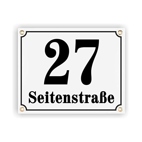 Sosenco Hausnummerschild Hausnummer mit Straßenname - 25x20 cm - Keramik Emaille - Wetterfest - Personalisiert – Bild 5
