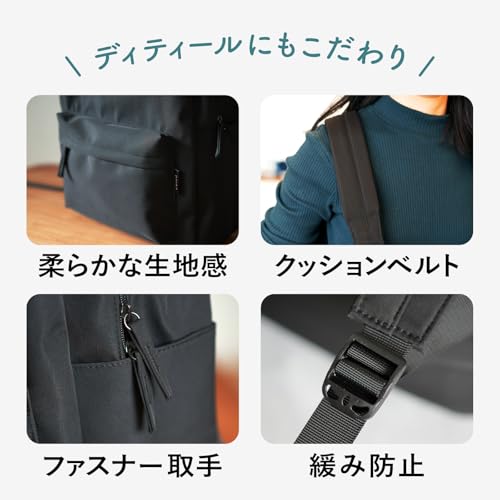 pieka リュック タウンリュック レディース 軽量 7ポケット シンプル 撥水ナイロン の商品画像 5