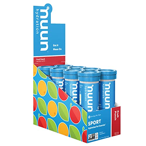 Nuun Sport: Electrolyte Drink Tablets, Fruit Punch, 10 Count (Pack of 8)