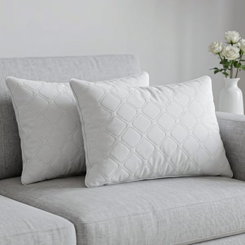 Image of AYKA Microfiber Cushion Filler Set of 2 (12x18 Inch) | Soft & Fluffy Sofa Cushions Inserts | Premium Polyester Fiber Throw Pillows for Sofa, Couch, Bed & Living Room Decor | White