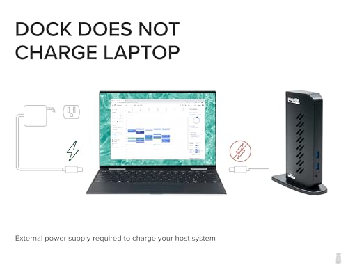 Plugable USB 3.0 and USB-C Universal Laptop Docking Station with 2 HDMI Ports for Windows, Mac (Driver Required), and ChromeOS. Gigabit Ethernet, Audio