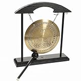 Toyvian ゴング飾り 新築祝い リビングルームの装飾 主導のルームライト 家 レトロな時計 デスクトップゴング 合金ゴング ゴングの装飾 ミニゴング デスクトップメタルゴング 銅鑼 木