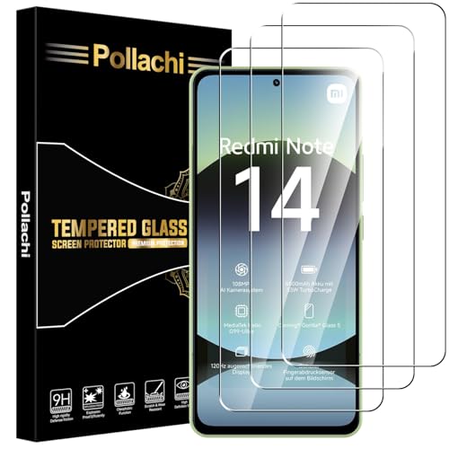 Pollachi [3 Piezas Protector de Pantalla para Xiaomi Redmi Note 14 4G,Cristal Templado,9H Dureza Anti-Arañazos,Antihuellas,HD Transparente,Ultra Resistente