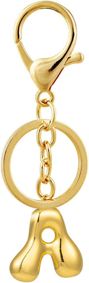 Bubble Letter Keychain for Women Chunky Initial Bag Charms Purse Handbags with 18 K Gold Plated Accessories Gift