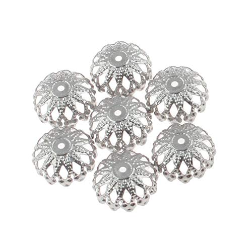 Perlin 30pcs Stainless Steel Filigree Pearl Caps, 12mm, Silver & Black, Delicate, Intricate, Adults, Female, All Seasons - Image 3