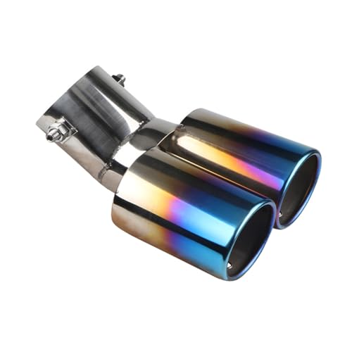 tpnidaii 車外用品 下向き式 マフラーカッター 2本出し 排気管 エキゾーストチップ マフラー パイプ テールパイプ径38-53mm適応 口径2.5インチ 外装 パーツ ドレスアップ カスタム ステンレス製 (ブルー)