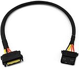CRJ SATA Power 15-Pin Male to 4-Pin Molex Female 12' Sleeved Adapter Cable
